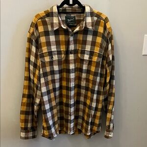 Woolrich Men’s Flannel Shirt Shacket Plaid Button Down Size XL Flap Pockets